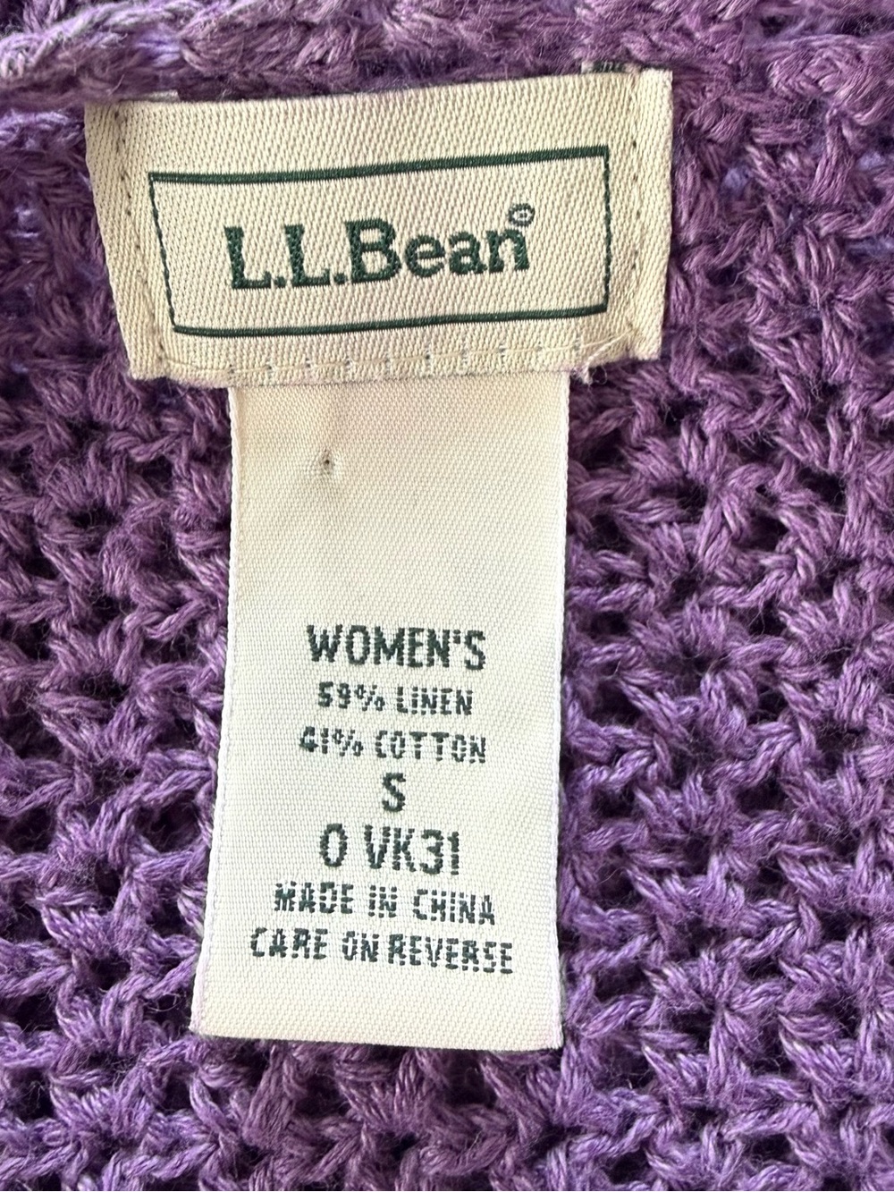 L. L. Bean Crochet Cotton Linen Button-Up Women's Sweater Cardigan Size Small - Picture 6 of 7